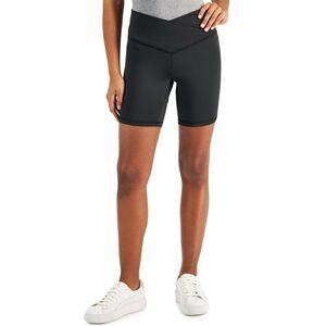 Jenni on Repeat Crossband Bike Shorts, Created for Macy's - Deep Black Size XS